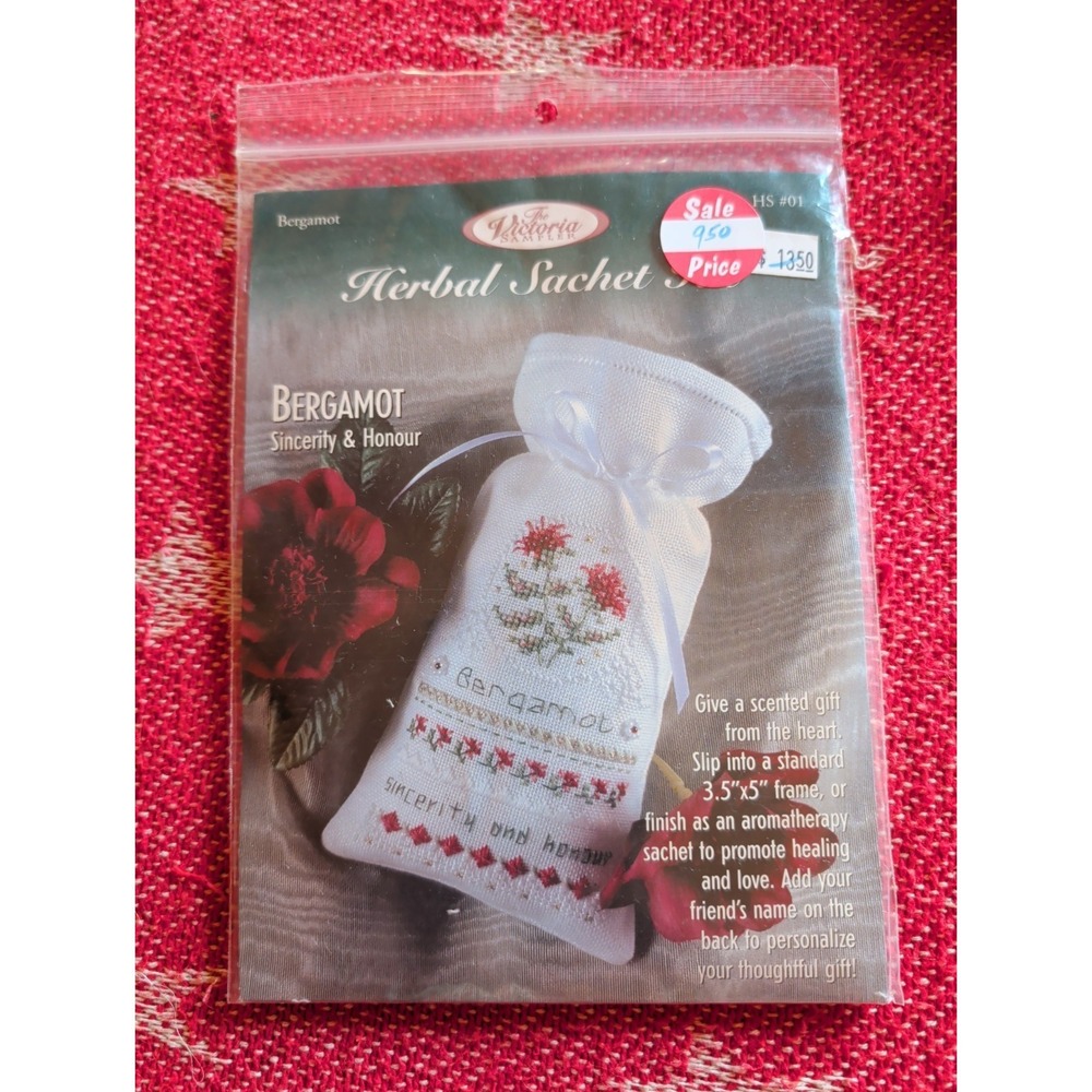 New Vintage The Victoria Sampler Herbal Sachet Bergamot Finished Size 4.4 X 2.8"